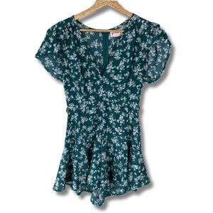 Showpo Floral Mini Dress V-Neck Short Sleeves Flowy Women's Size 6